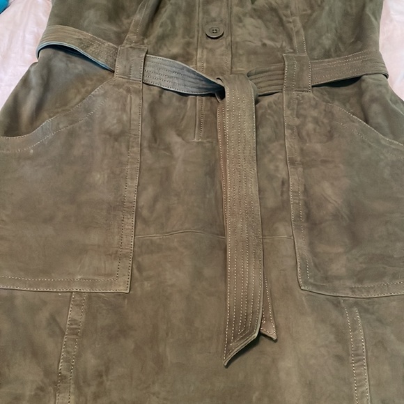 Trina Turk suede dress in olive green - Picture 5 of 7